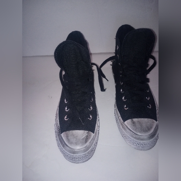 Converse Taylor All Star 70 High Top Sneaker Black and White with Studs - Picture 2 of 10